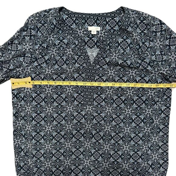 J. Jill Women's Blue Scroll Print V-Neck Long Sleeve Tunic Blouse Size Medium - Picture 4 of 8